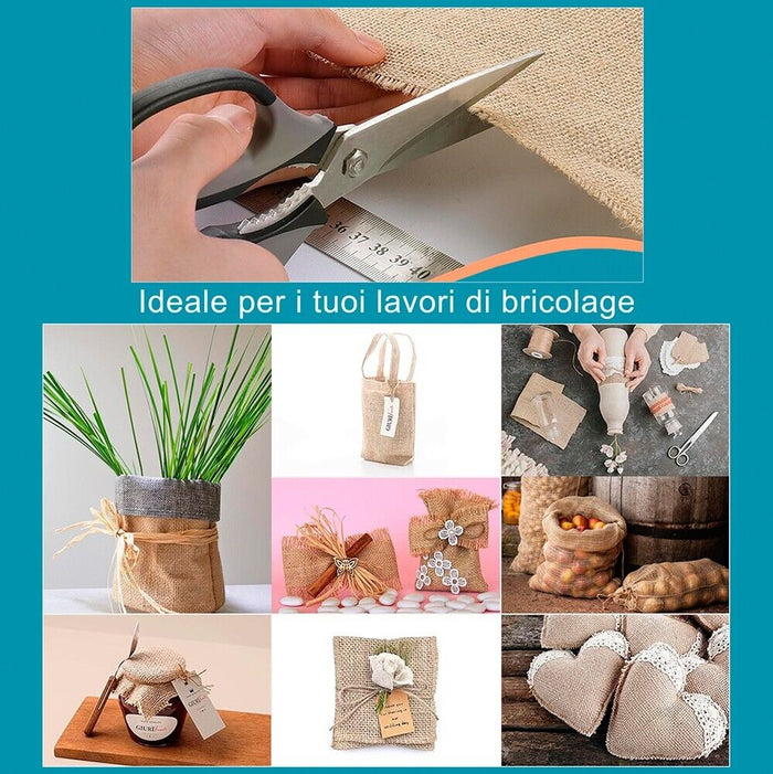 Juta Tessuto Tela Yuta 150x800 Cm Fibra Naturale 336 GR/m² Decorazioni Casa Rivestimenti Bricolage