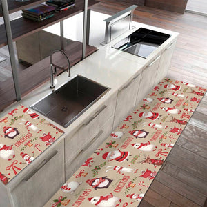Tappeto Cucina Natale Pvc Antimacchia 51x500 cm Personaggi Natalizi Passatoia Natalizia Antiscivolo Lavabile