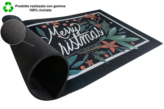 Zerbino Natalizio Gomma Sostenibile 40x70 Cm Asciugapassi Natale Ingresso Antiscivolo Dis.D