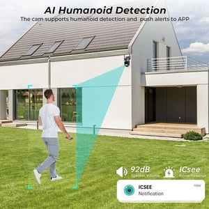 Telecamera di Sicurezza WiFi 4K PTZ Impermeabile IP66 Doppio Obiettivo APP ICSEE