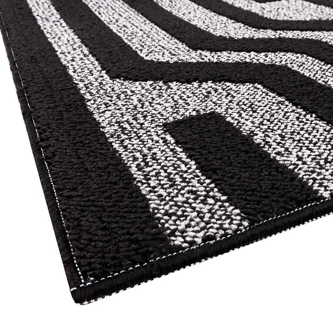 Tappeto Cucina A Righe 50x80 Cm 3D Morbido Bordato Passatoia Ingresso Assorbente Antiscivolo Nero