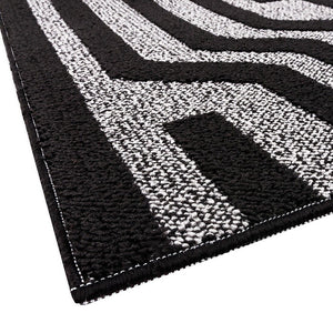 Tappeto Cucina A Righe 50x80 Cm 3D Morbido Bordato Passatoia Ingresso Assorbente Antiscivolo Nero