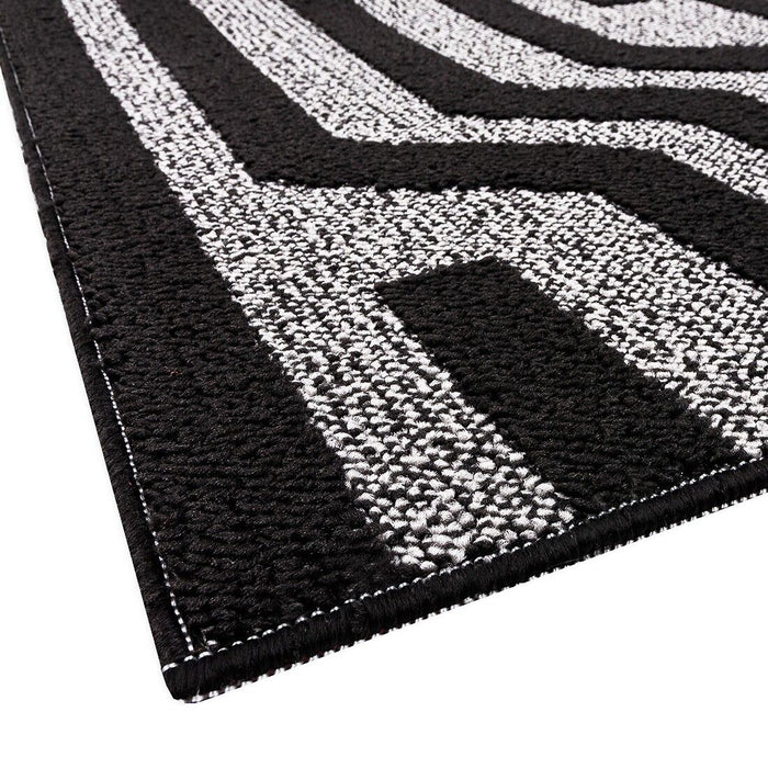 Tappeto Cucina A Righe 50x80 Cm 3D Morbido Bordato Passatoia Ingresso Assorbente Antiscivolo Nero