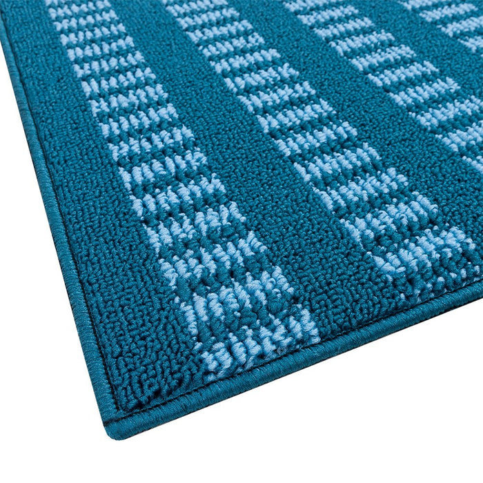 Tappeto Cucina Morbido 3D Assorbente Lavabile Antiscivolo Passatoia Bordata A Righe 57x40 Blu