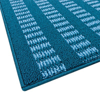 Tappeto Cucina Morbido 3D Assorbente Lavabile Antiscivolo Passatoia Bordata A Righe 57x230 Blu
