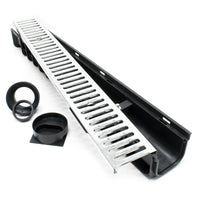 Set 4 grondaie da 1 mt copertura griglia 1,5 ton ghisa drenaggio evacuazione acque reflue 16_0001700