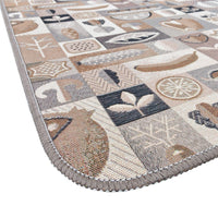 Tappeto Cucina Assorbente Bordato Antiscivolo Frutta e Verdura Passatoia Lavabile 52x280 Cm Marrone