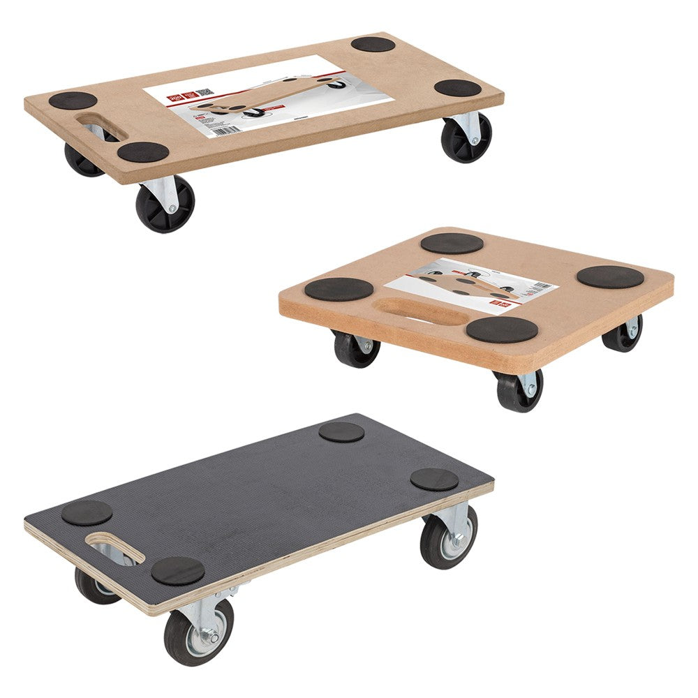 CARRELLO MULTIUSO PEDANA IN LEGNO CM29X29 -RUOTE DIAM 50 PORTATA 200 KG