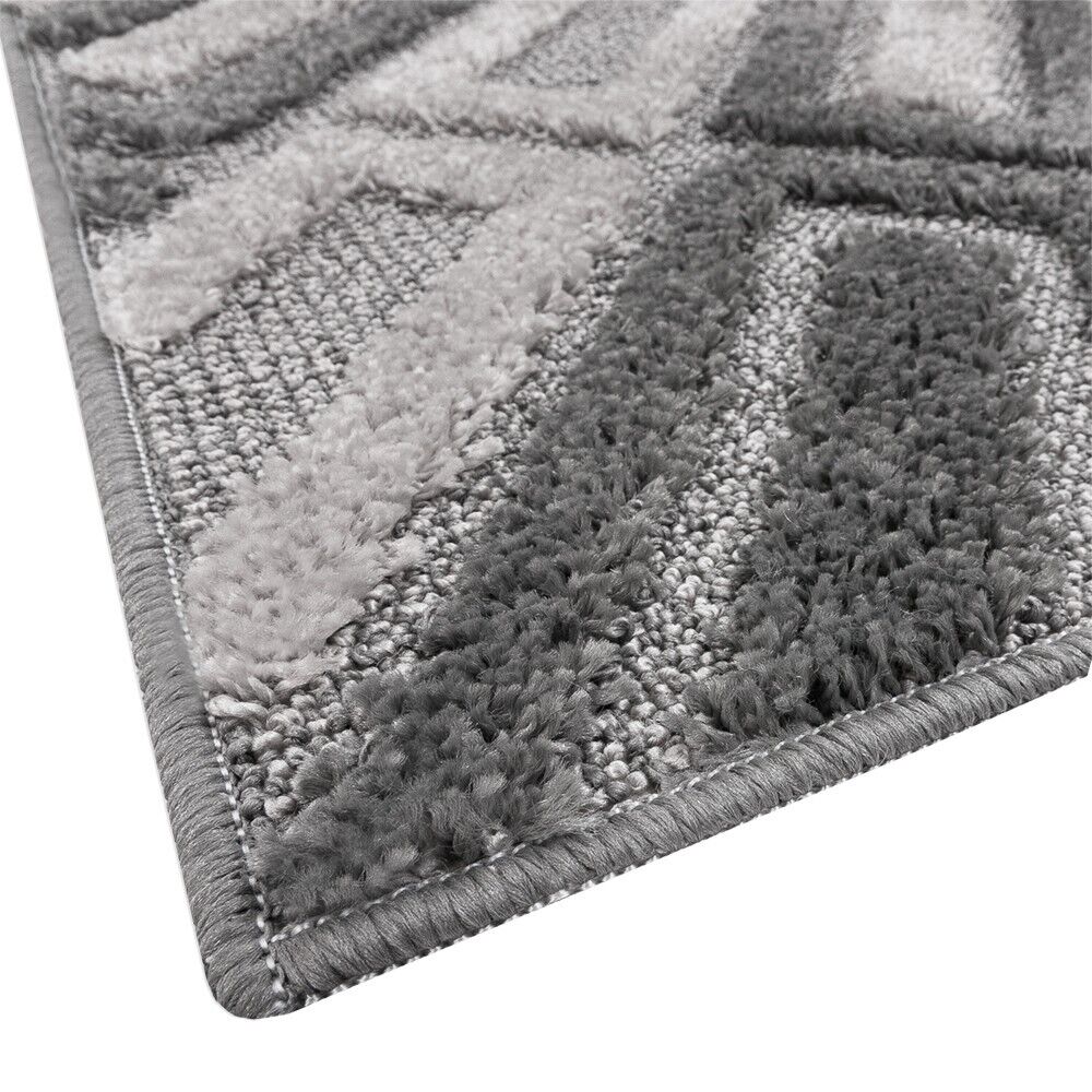 Tappeto Bagno 50x110 Cm Moderno Morbido Soffice Assorbente Asciugapassi Antiscivolo Lavabile Grigio