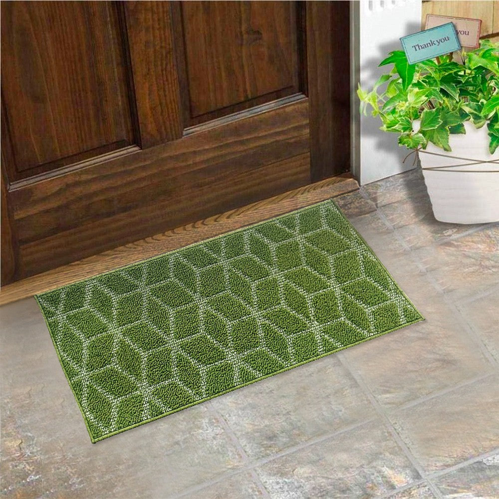 Zerbino Ingresso Interno Esterno Tessuto 3D Antiscivolo Tappeto Casa Assorbente Moderno Verde