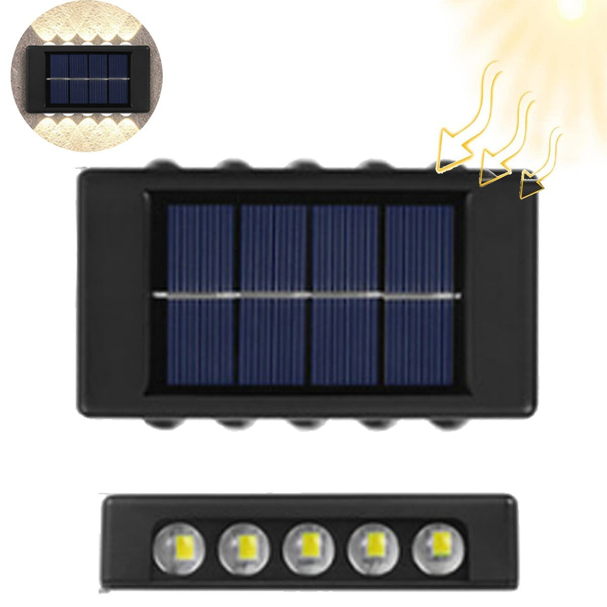 APPLIQUE LAMPADA 10 LED MURO PARETE SOLARE IP65 BIDIREZIONALE GIARDINO TE-B0569