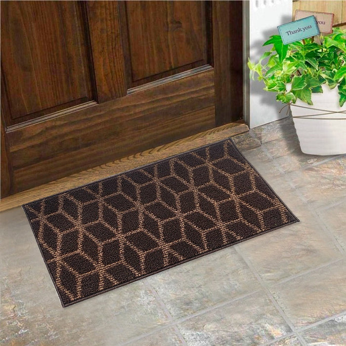 Zerbino Ingresso Interno Esterno Tessuto 3D Antiscivolo Tappeto Casa Assorbente Moderno Marrone