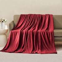 Coperta Plaid 130x160 cm Morbida Vellutata Pile Caldo Soffice Avvolgente Divano Letto Poltrona Bordeaux