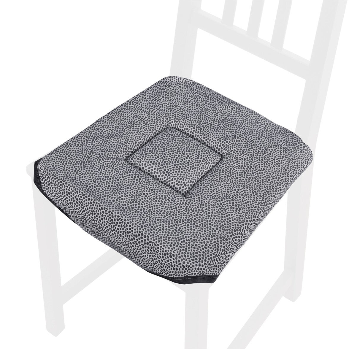 Set 6 Cuscini Sedia Cotone Con Alette Lavabili Morbidi Universali Moderni Coprisedia Maculati Grigio