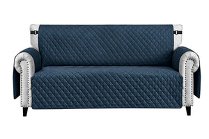 Copridivano Impermeabile Tasche Laterali Proteggi Divano Antimacchia Antiscivolo 4 Posti Blu