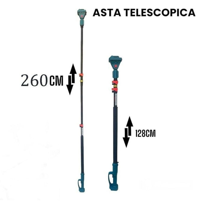KIT POTATURA MINI MOTOSEGA 6" FORBICE CESOIA A BATTERIA 48V CON ASTA TELESCOPICA