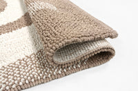 Tappeto Bagno Scendiletto 65x140 cm Puro Cotone Rosa Elegante Assorbente Antiscivolo Beige