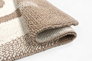 Tappeto Bagno Scendiletto 65x140 cm Puro Cotone Rosa Elegante Assorbente Antiscivolo Beige