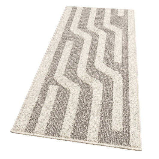 Tappeto Cucina A Righe 57x145 Cm 3D Morbido Bordato Passatoia Ingresso Assorbente Antiscivolo Beige