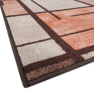 Tappeto Cucina Bordato Antiscivolo 50x115 Cm Moderno Passatoia Colori Accesi Marmorizzato Rosso