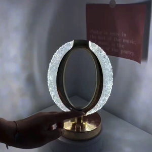 LAMPADA TAVOLO LED RICARICABILE OVALE TIPO CRISTALLO ATMOSFERA DIAMANTE TOUCH