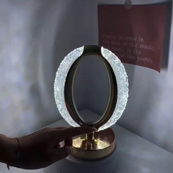 LAMPADA TAVOLO LED RICARICABILE OVALE TIPO CRISTALLO ATMOSFERA DIAMANTE TOUCH