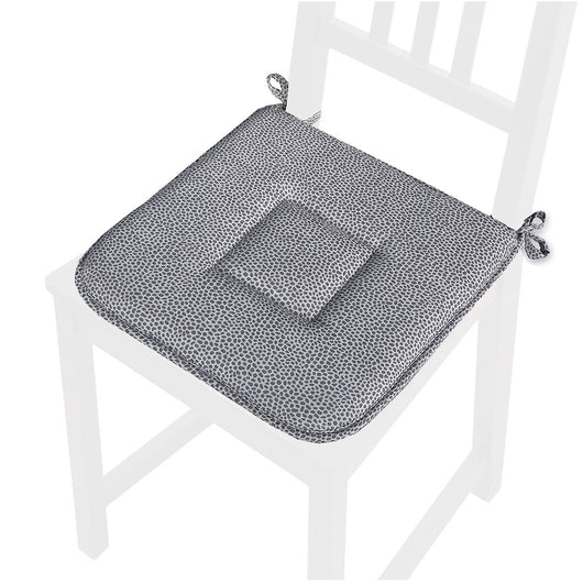 Set 4 Cuscini Sedia Cotone Con Lacci Lavabili Morbidi Universali Copri Sedie Maculati Grigi