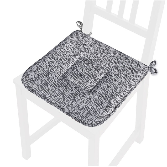 Set 4 Cuscini Sedia Cotone Con Lacci Lavabili Morbidi Universali Copri Sedie Maculati Grigi