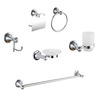 KIT COMPLETO 6 ACCESSORI BAGNO ASTA SAPONE WC GANCIO PORTA ASCIUGAMANO 03907