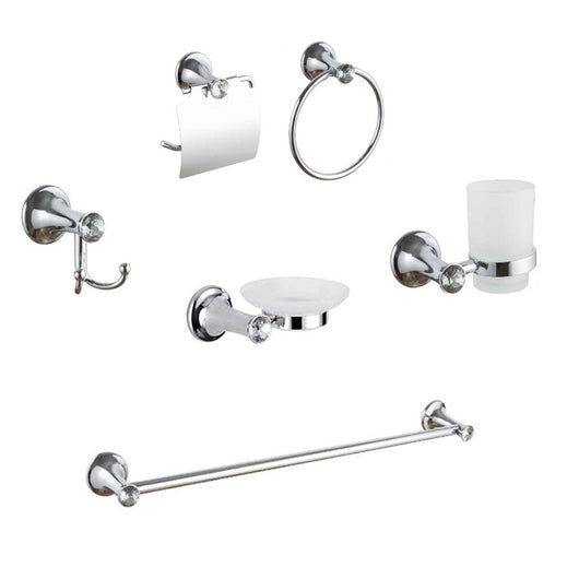 KIT COMPLETO 6 ACCESSORI BAGNO ASTA SAPONE WC GANCIO PORTA ASCIUGAMANO 03907