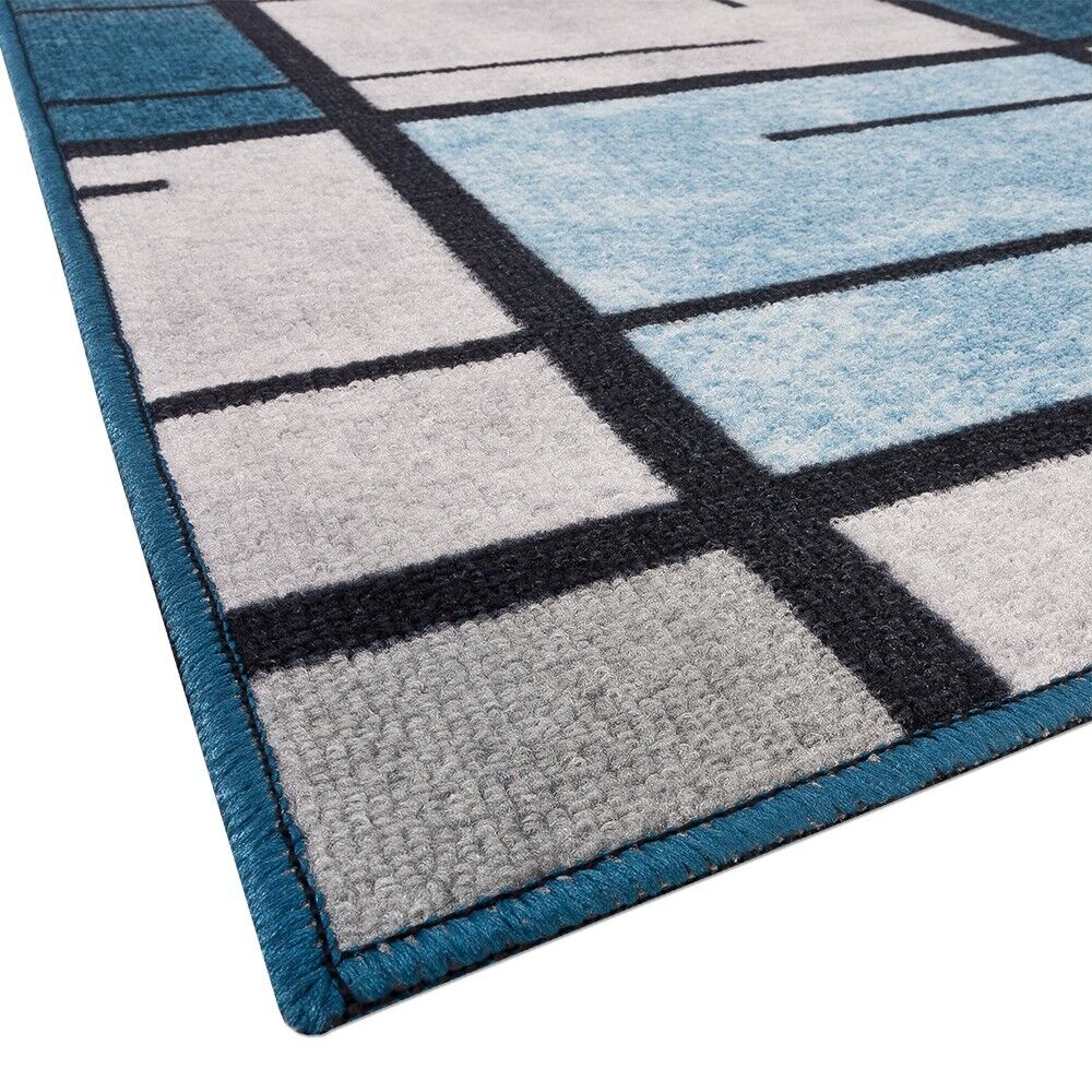 Tappeto Cucina Bordato Antiscivolo 50x80 Cm Moderno Passatoia Colori Accesi Marmorizzato Blu