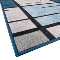 Tappeto Cucina Bordato Antiscivolo 50x80 Cm Moderno Passatoia Colori Accesi Marmorizzato Blu