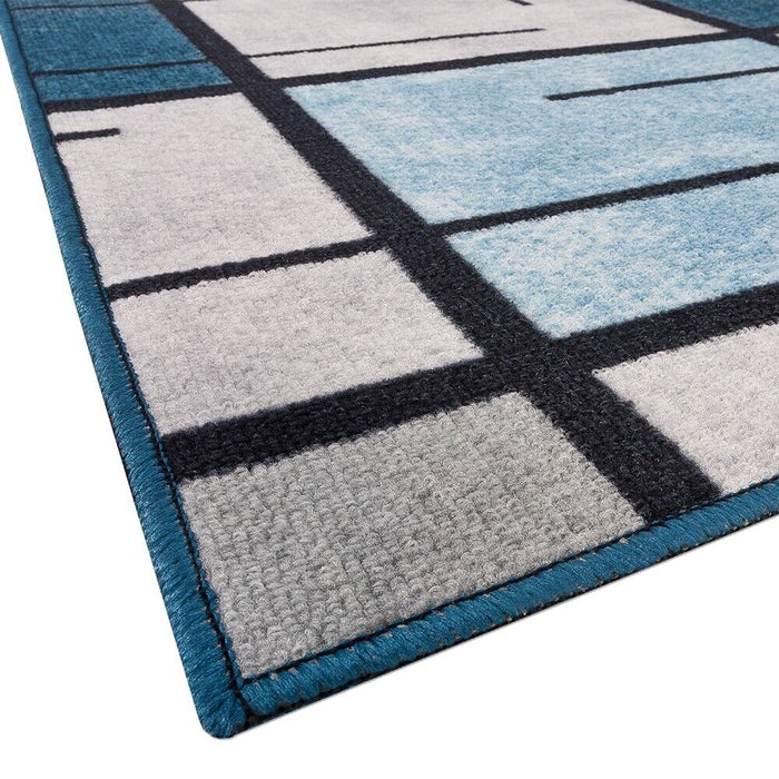 Tappeto Cucina Bordato Antiscivolo 50x80 Cm Moderno Passatoia Colori Accesi Marmorizzato Blu