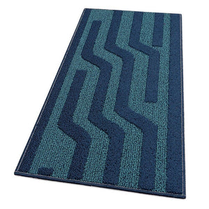 Tappeto Cucina A Righe 57x145 Cm 3D Morbido Bordato Passatoia Ingresso Assorbente Antiscivolo Blu