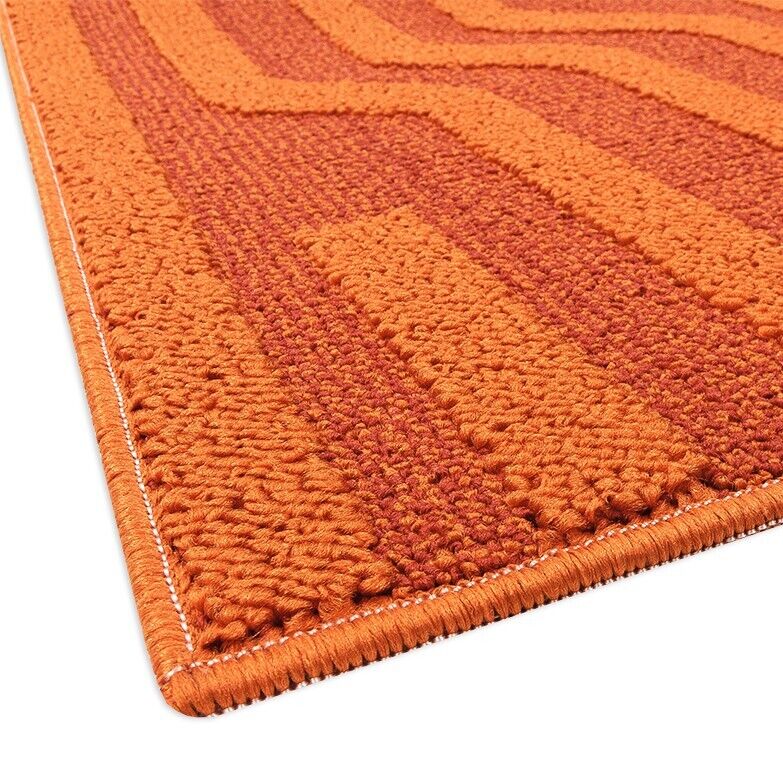 Tappeto Cucina A Righe 50x100 Cm 3D Morbido Bordato Passatoia Ingresso Assorbente Antiscivolo Arancione