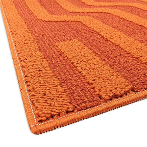 Tappeto Cucina A Righe 50x100 Cm 3D Morbido Bordato Passatoia Ingresso Assorbente Antiscivolo Arancione