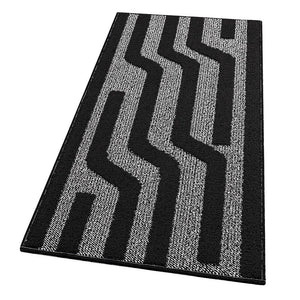Tappeto Cucina A Righe 50x100 Cm 3D Morbido Bordato Passatoia Ingresso Assorbente Antiscivolo Nero