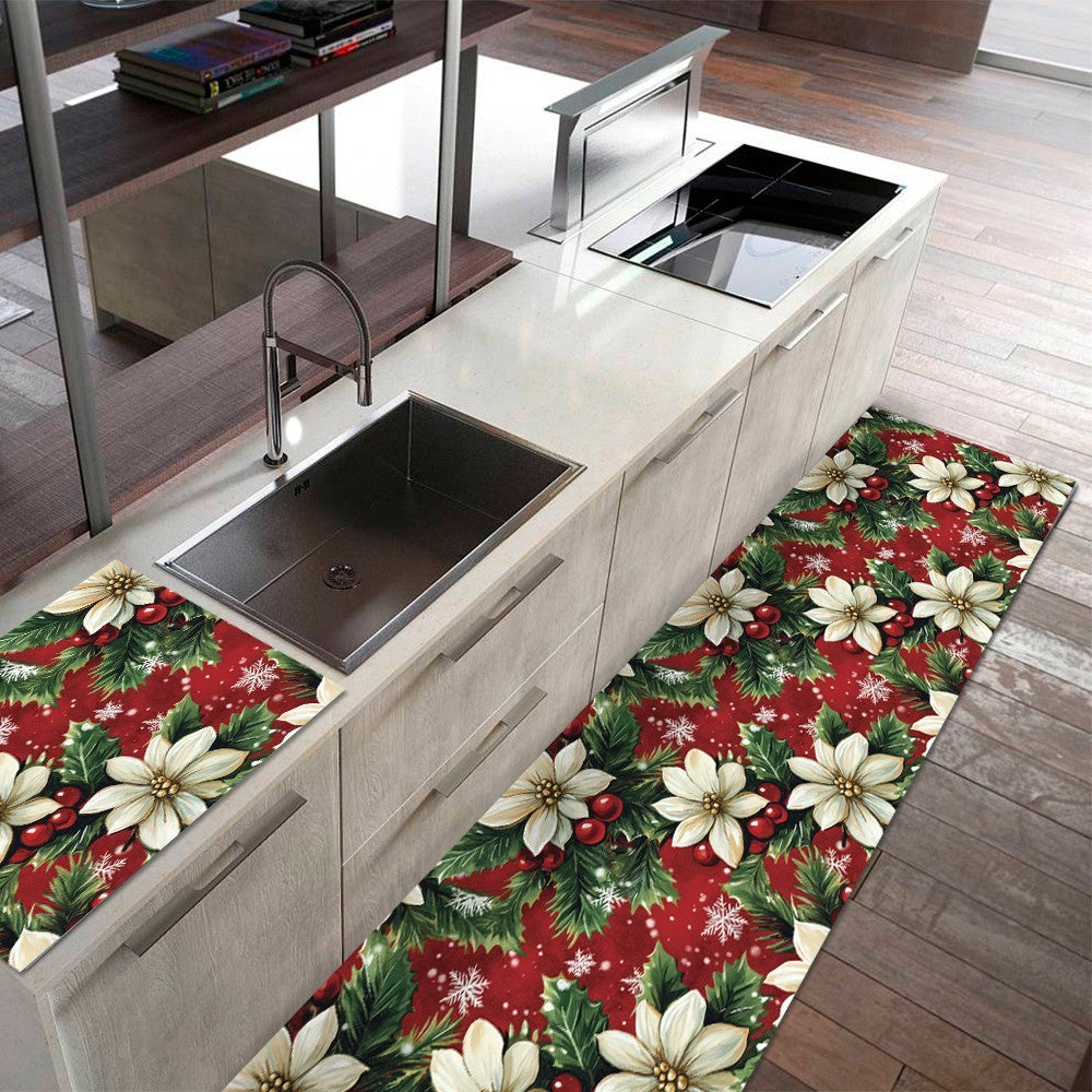 Tappeto Cucina Natale Pvc 51x120 cm Antimacchia Passatoia Antiscivolo Antisfilo Lavabile Dis_NE