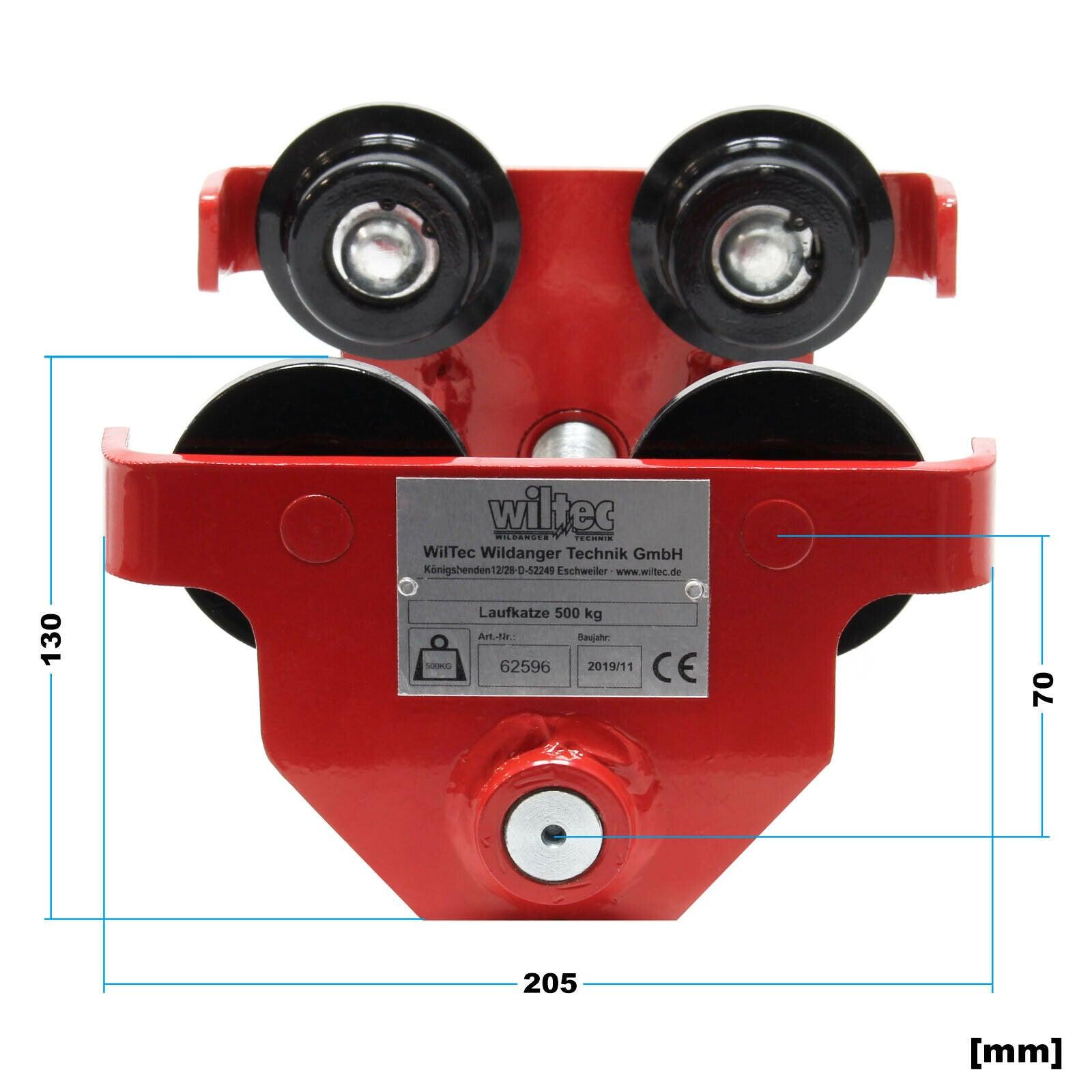 Carrello con paranco manuale 500 kg 45-220 mm attrezzo di sollevamento ad argano per carichi pesanti 16_0000772