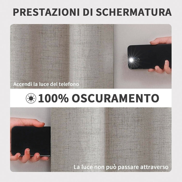 Tenda 100% Oscurante Porta Finestra 1 Pannello 140x280 Cm Isolante Termica Coprente Grigio Chiaro