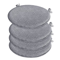 Set 4 Cuscini Sedia Maculati Rotondi Cotone Con Lacci Lavabili Morbidi Coprisedia Tondo Grigio