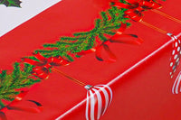 Tovaglia Natalizia Copritavolo Antimacchia Plastificata Retro Felpato Aghifoglio - 140x280 cm