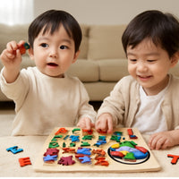 GIOCO EDUCATIVO LEGNO PUZZLE ALFABETO COLORI BAMBINI MONTESSORI 22.5CM 07284