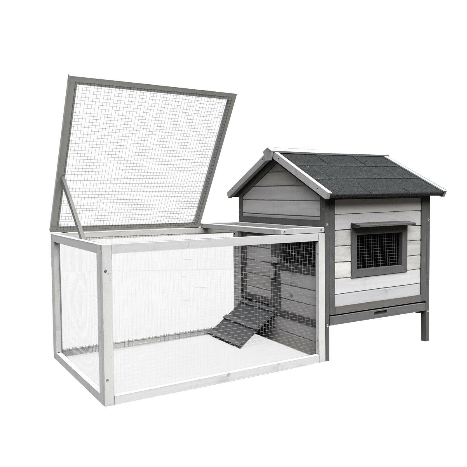 Conigliera con casetta per roditori e ruota libera 146 cm grigio chiaro 16_0002237