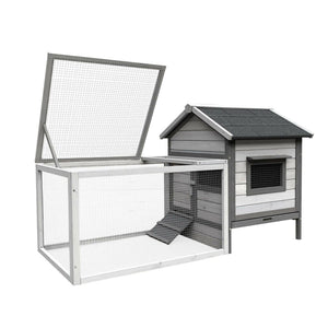 Conigliera con casetta per roditori e ruota libera 146 cm grigio chiaro 16_0002237