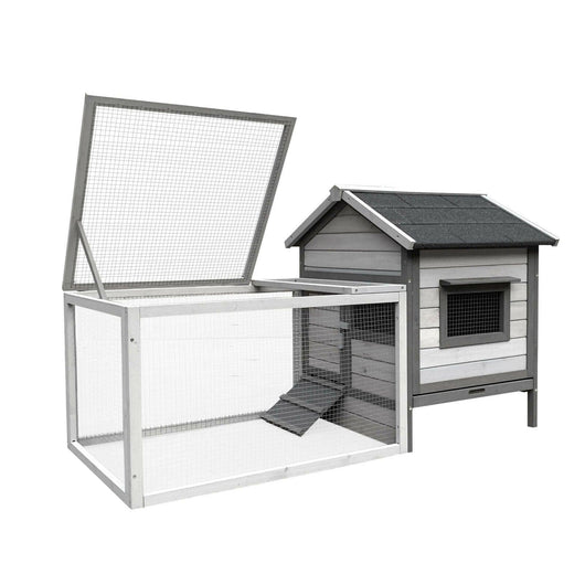 Conigliera con casetta per roditori e ruota libera 146 cm grigio chiaro 16_0002237