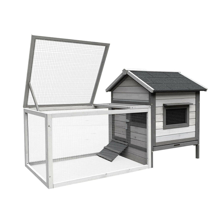 Conigliera con casetta per roditori e ruota libera 146 cm grigio chiaro 16_0002237