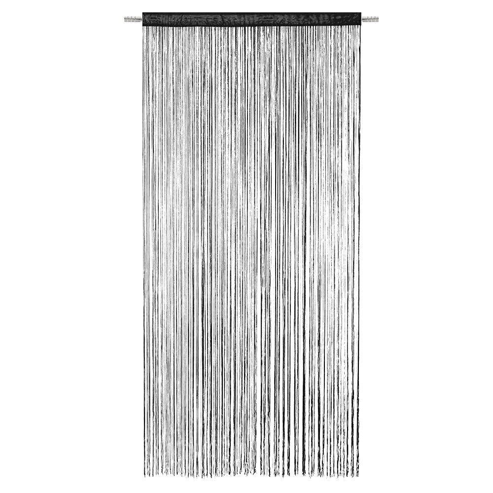 Tenda a Fili Elegante Per Porte Finestre Pannello 140x290 Cm Divisorio Camere Stanze Ambienti Nero