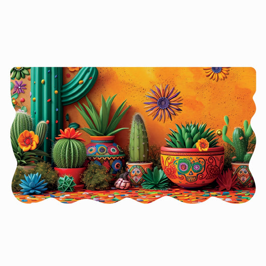 Tappeto Cucina Gomma Pvc Stampa Digitale HD Piante Cactus Moderno Sagomato Antimacchia 50x90 cm
