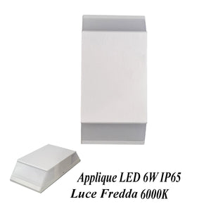 APPLIQUE PARETE LED 6W LAMPADA MURO IP65 MODERNO DOPPIA LUCE FREDDA 6000K